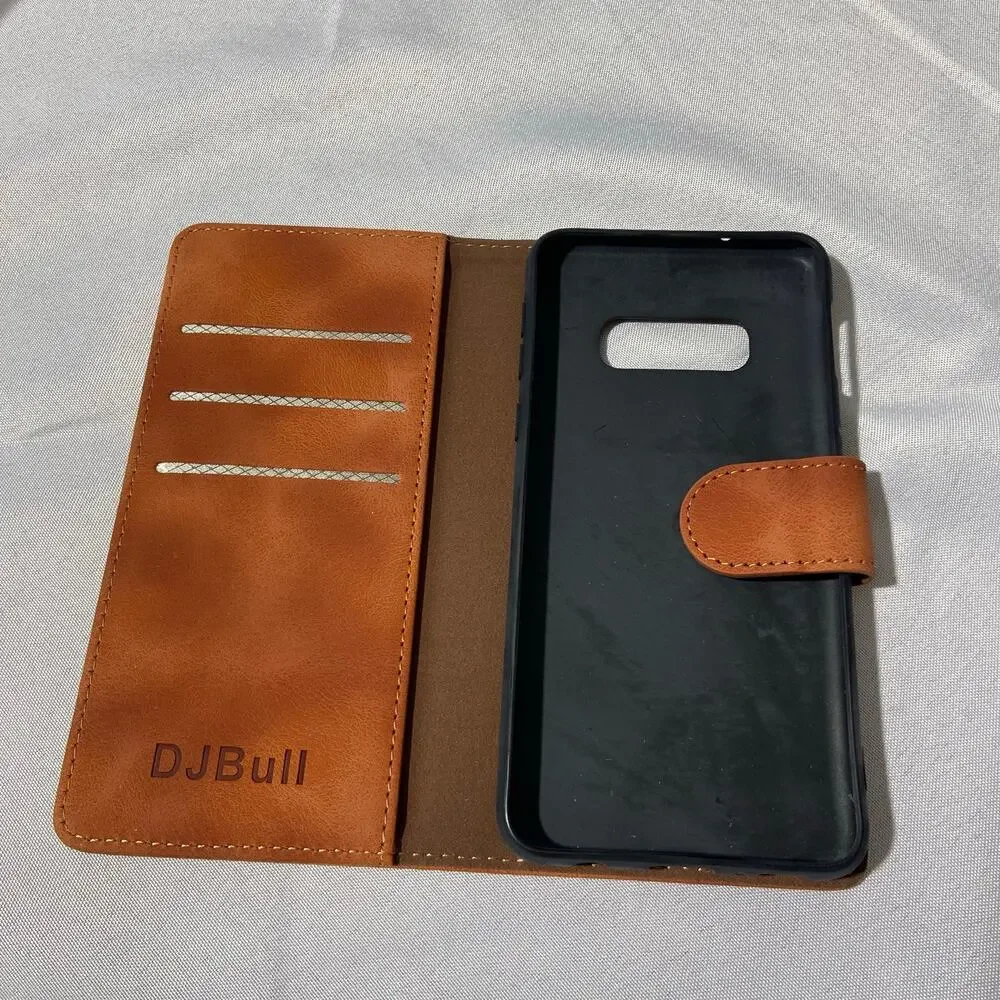 PU Leather wallet Phone case for Samsung S10e Light Coffee